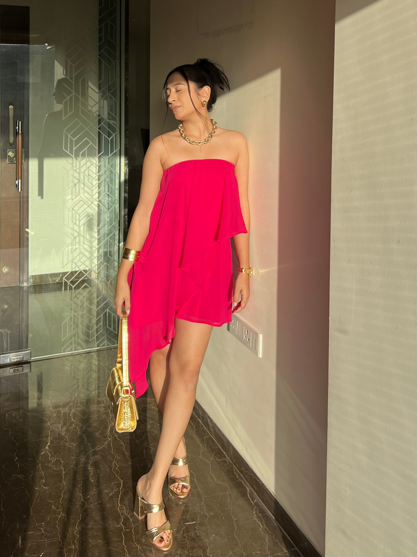 Camellia asymmetric tube dress
