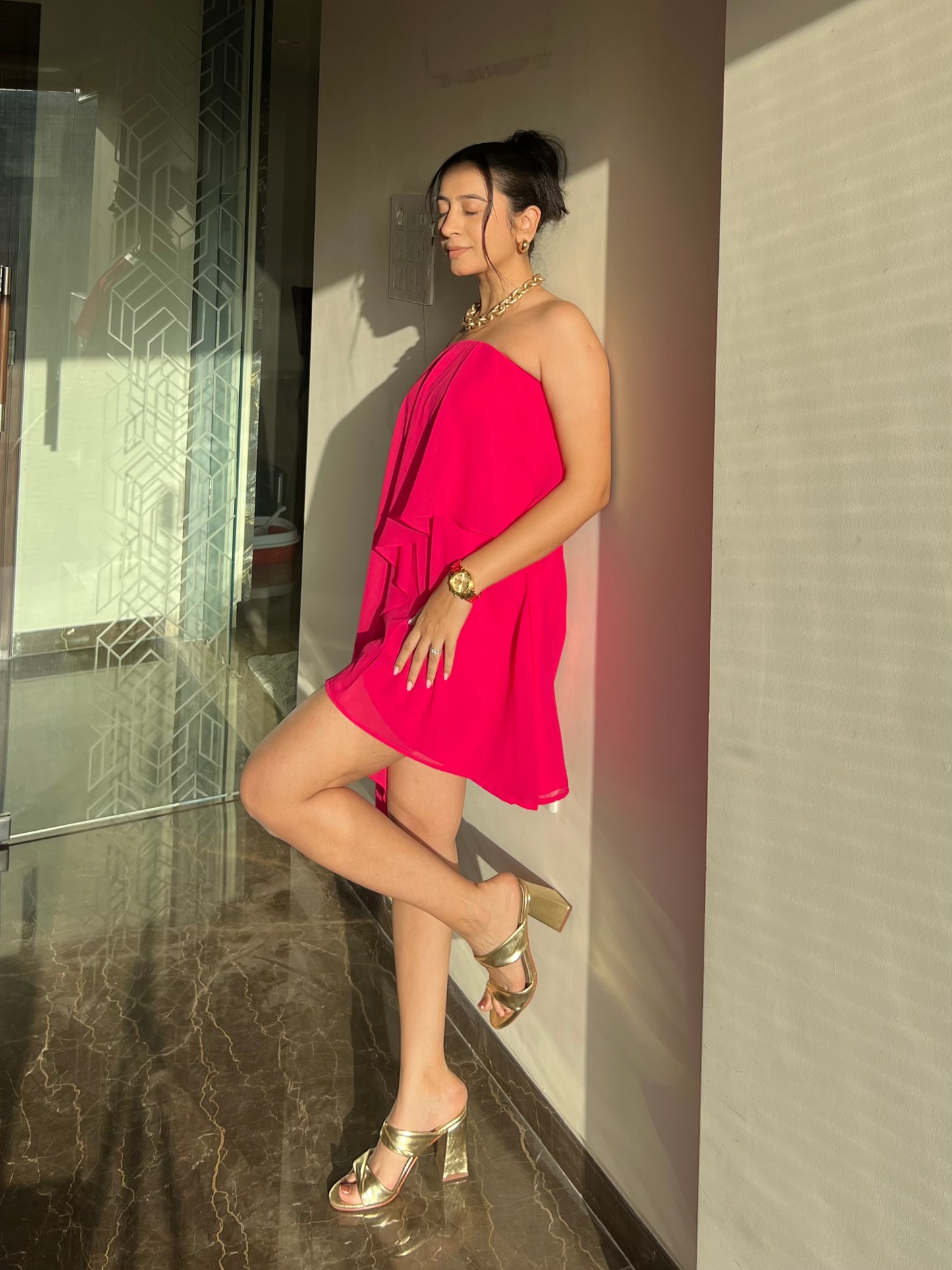 Camellia asymmetric tube dress
