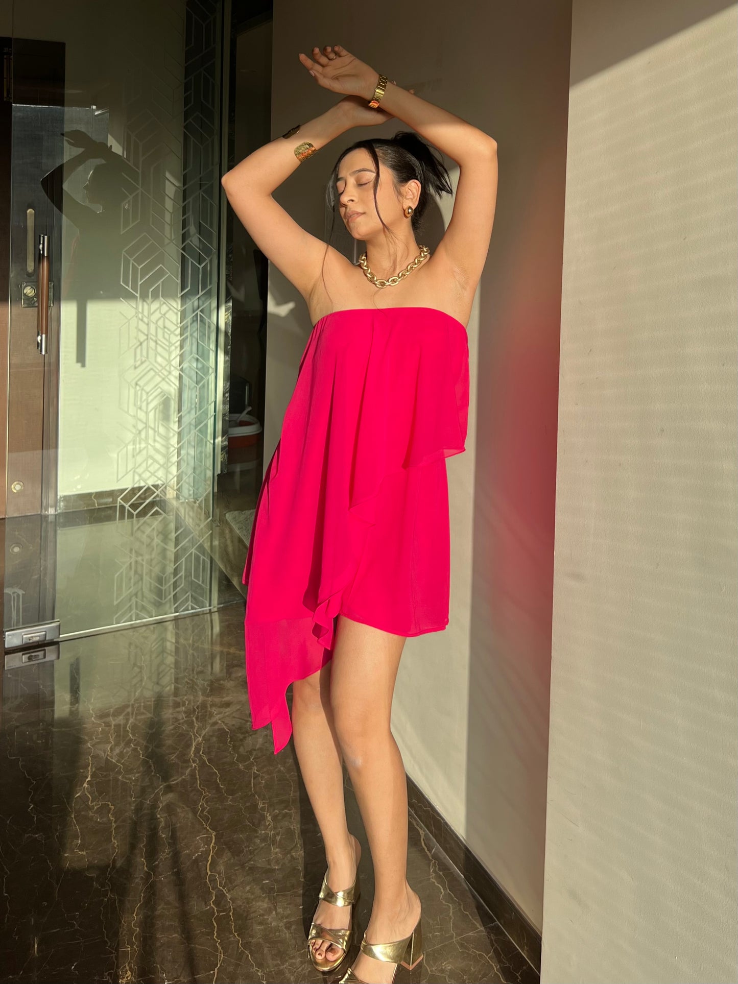 Camellia asymmetric tube dress