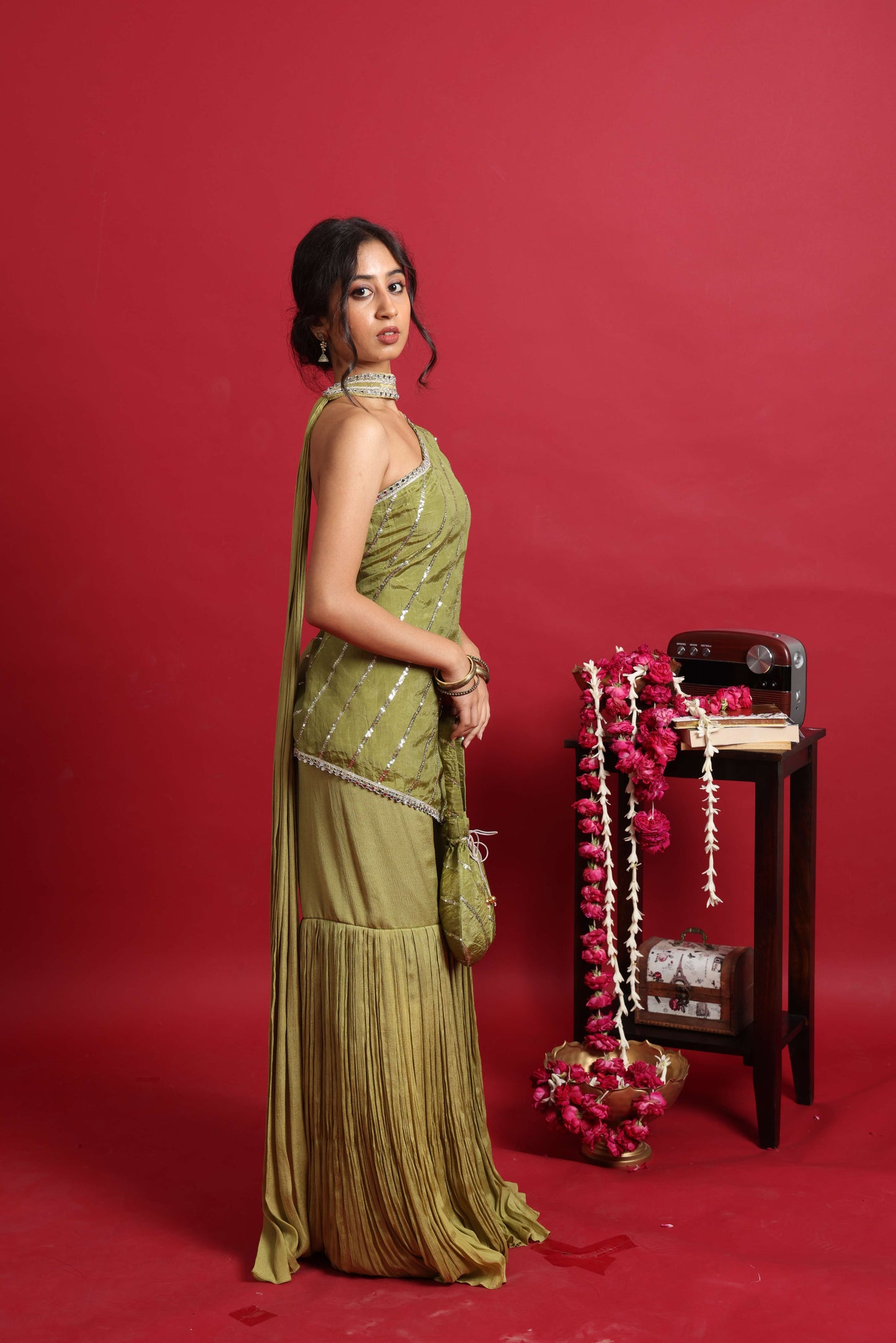 Tara Assymetric kurti with sharara