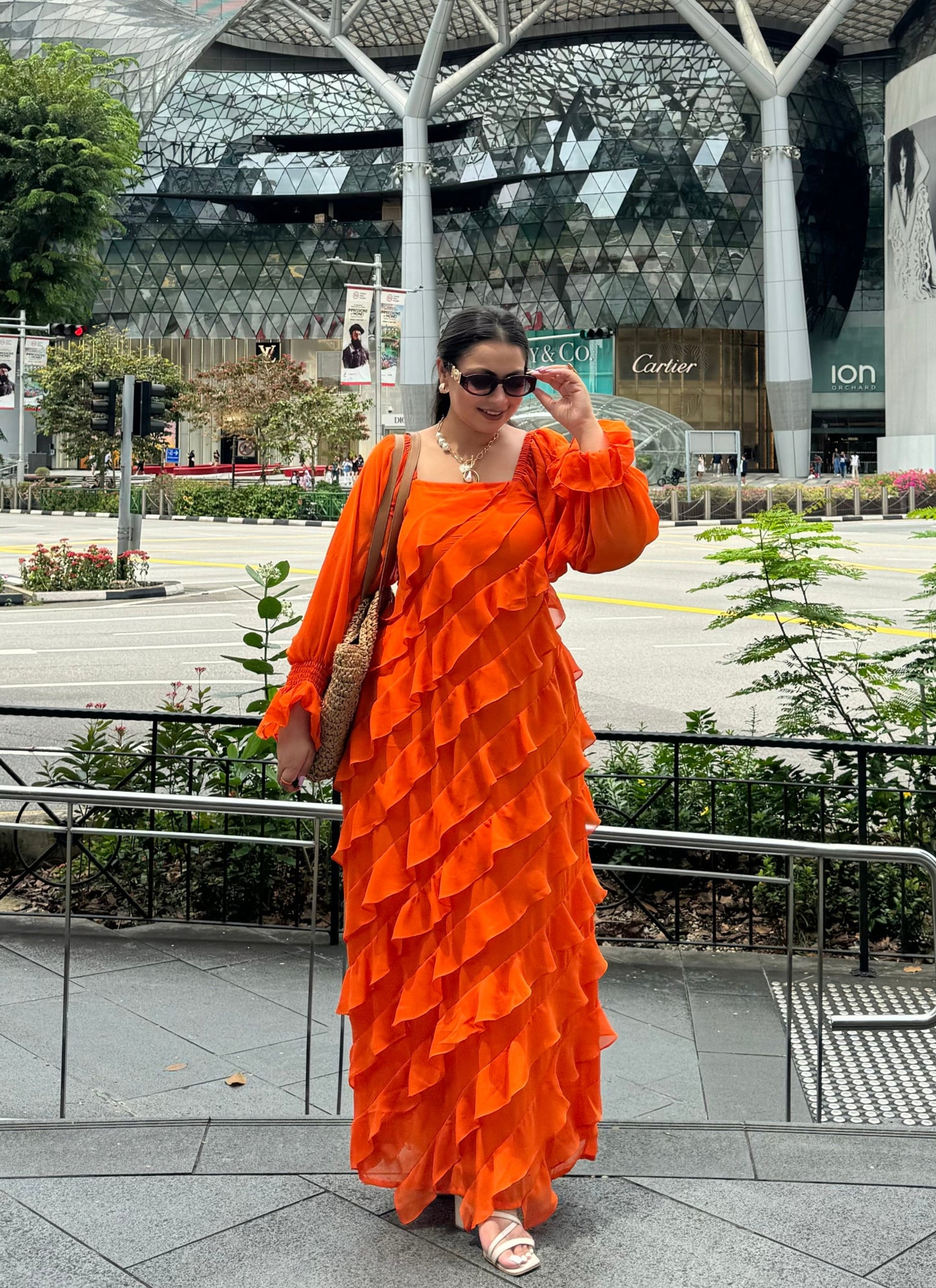 Tangerin Ruffle maxi dress