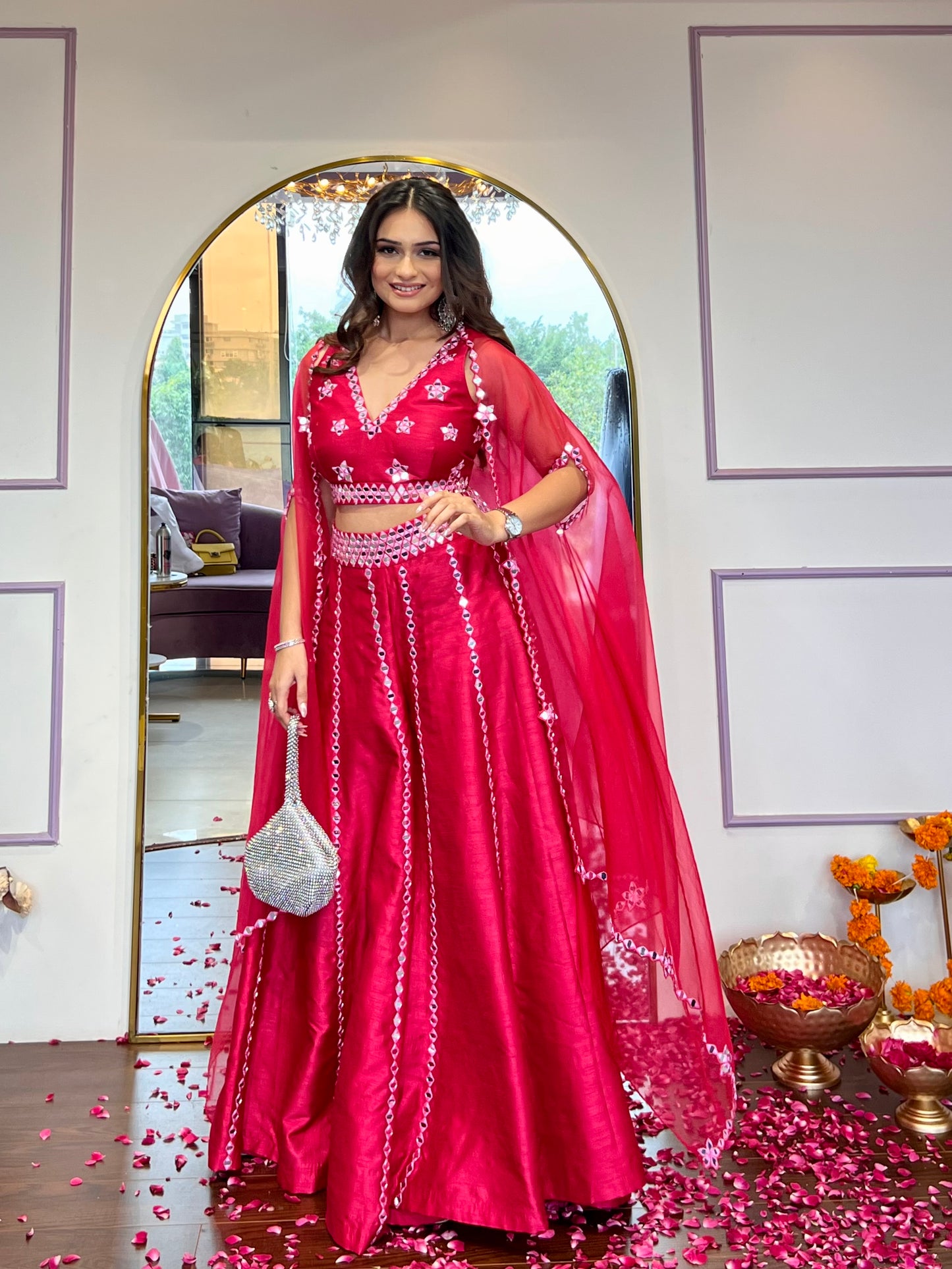 Hot Pink Mirror Palazzo Set