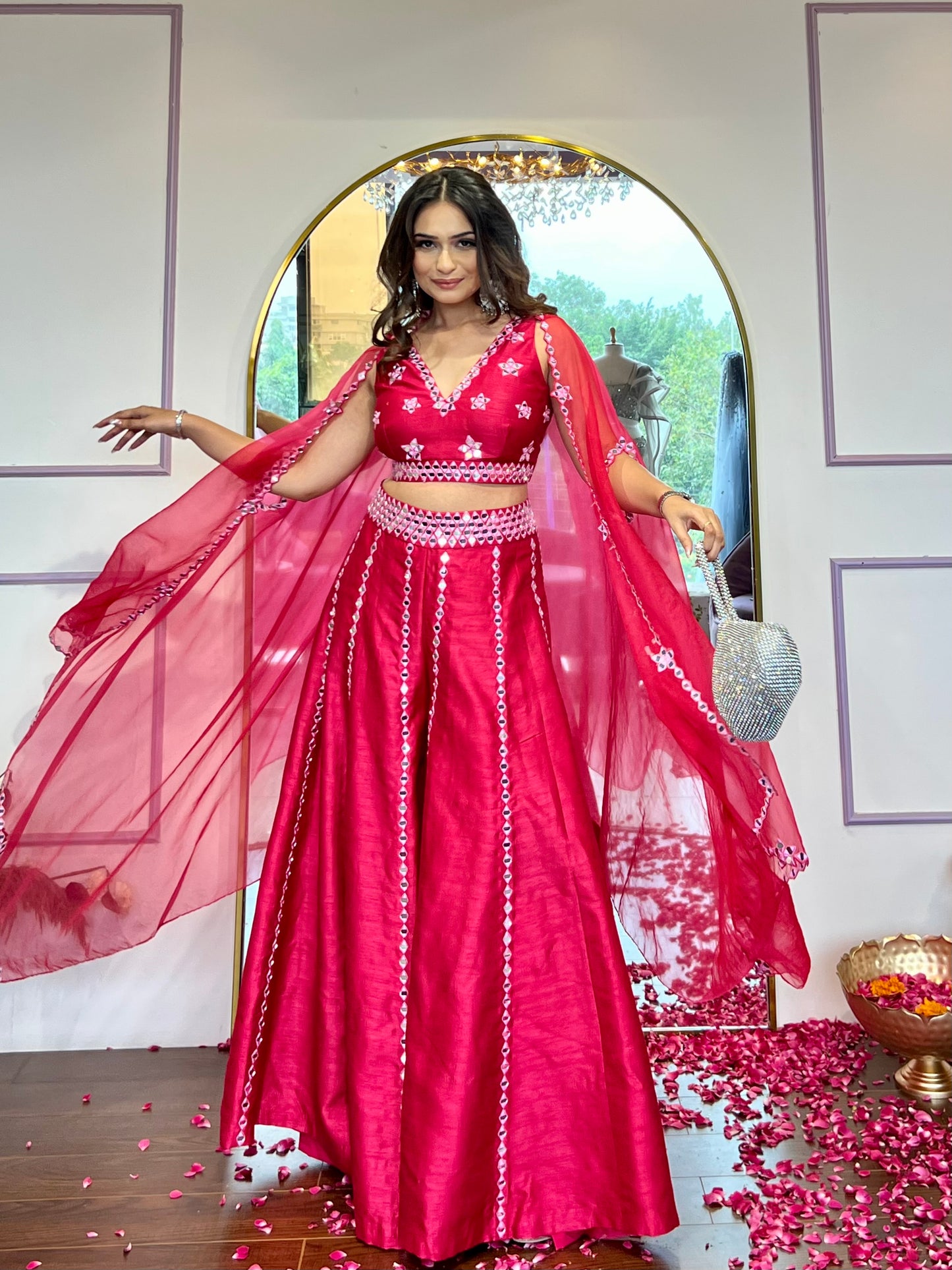 Hot Pink Mirror Palazzo Set