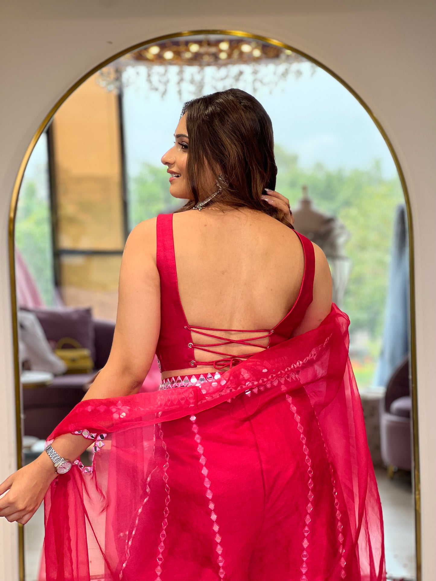Hot Pink Mirror Palazzo Set