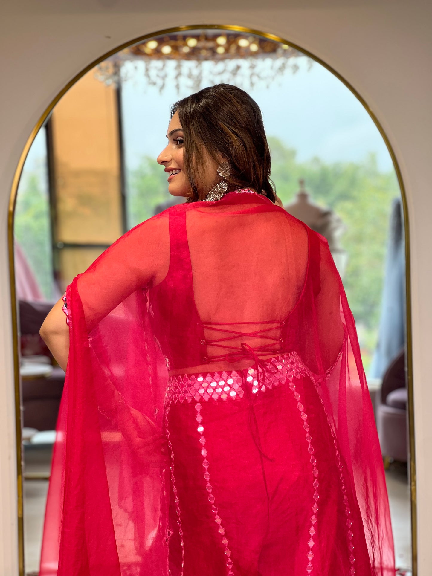 Hot Pink Mirror Palazzo Set