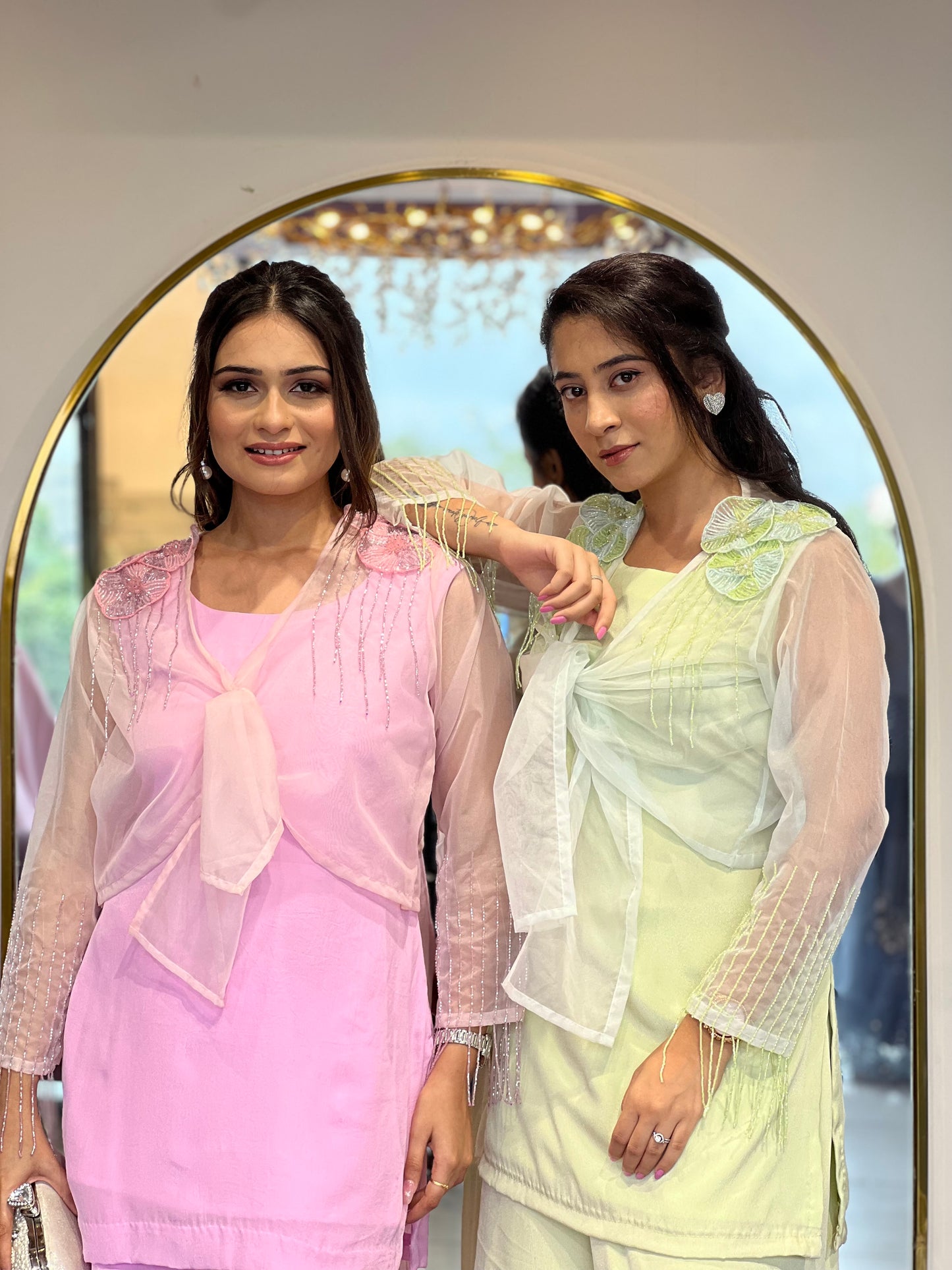 Organza tie up jacket palazzo set