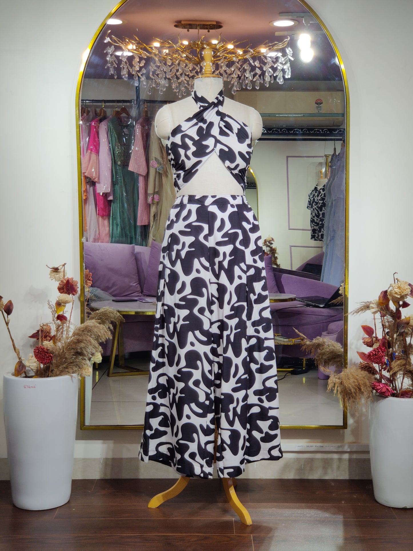 Ella Black & White Printed Couple Set