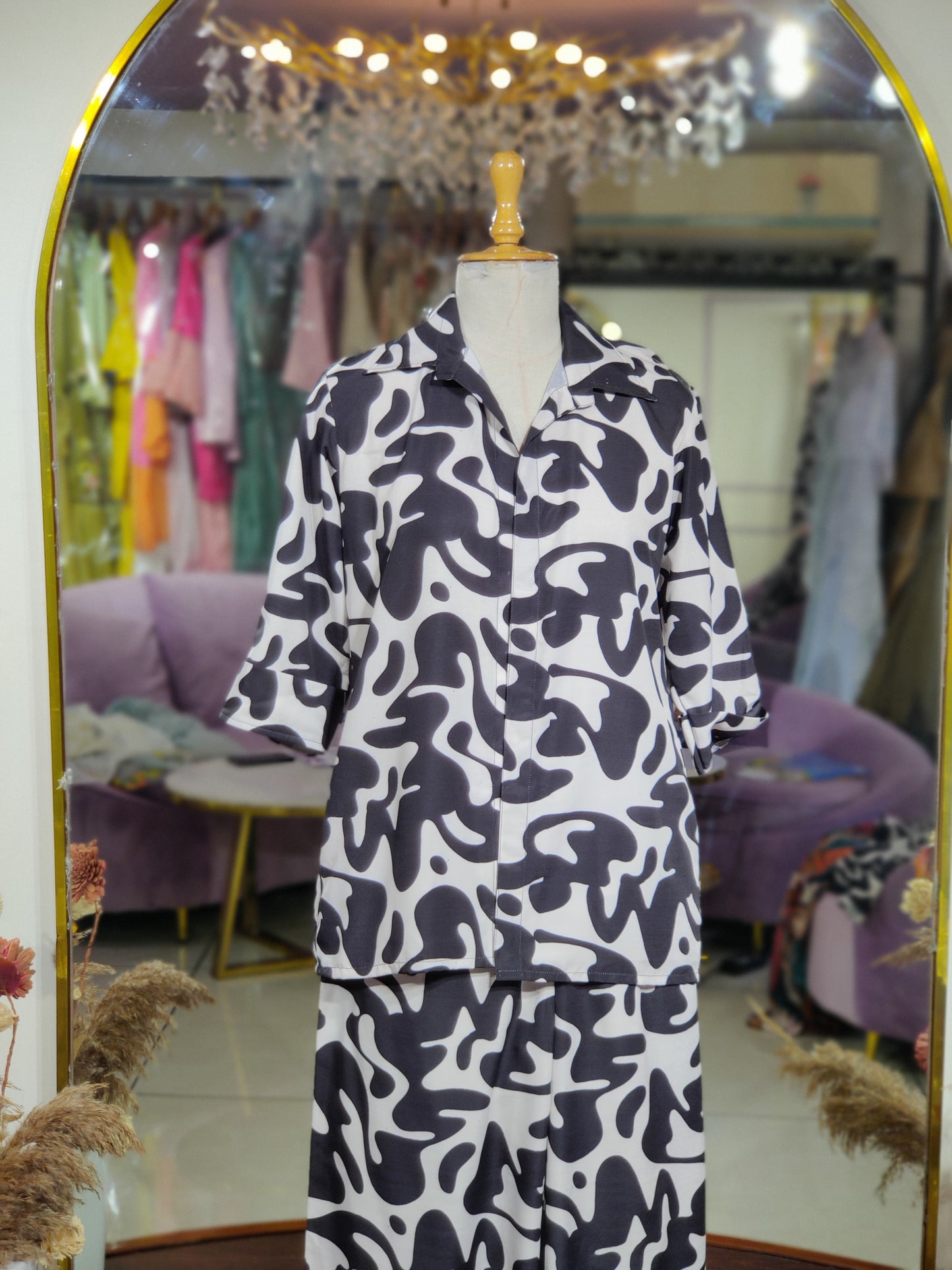 Clara Black & White Printed Co-ord