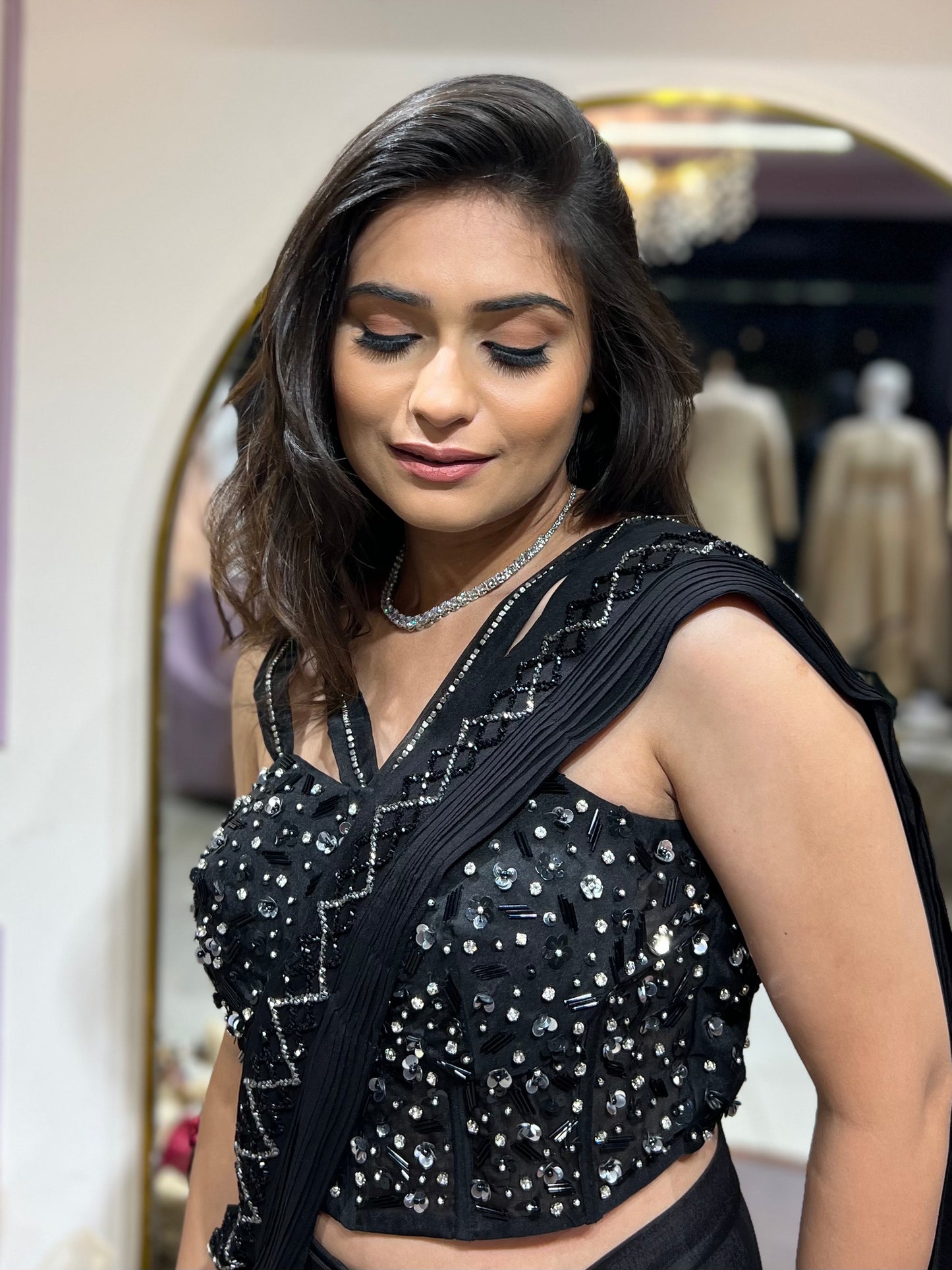 Black Corset Drape Saree