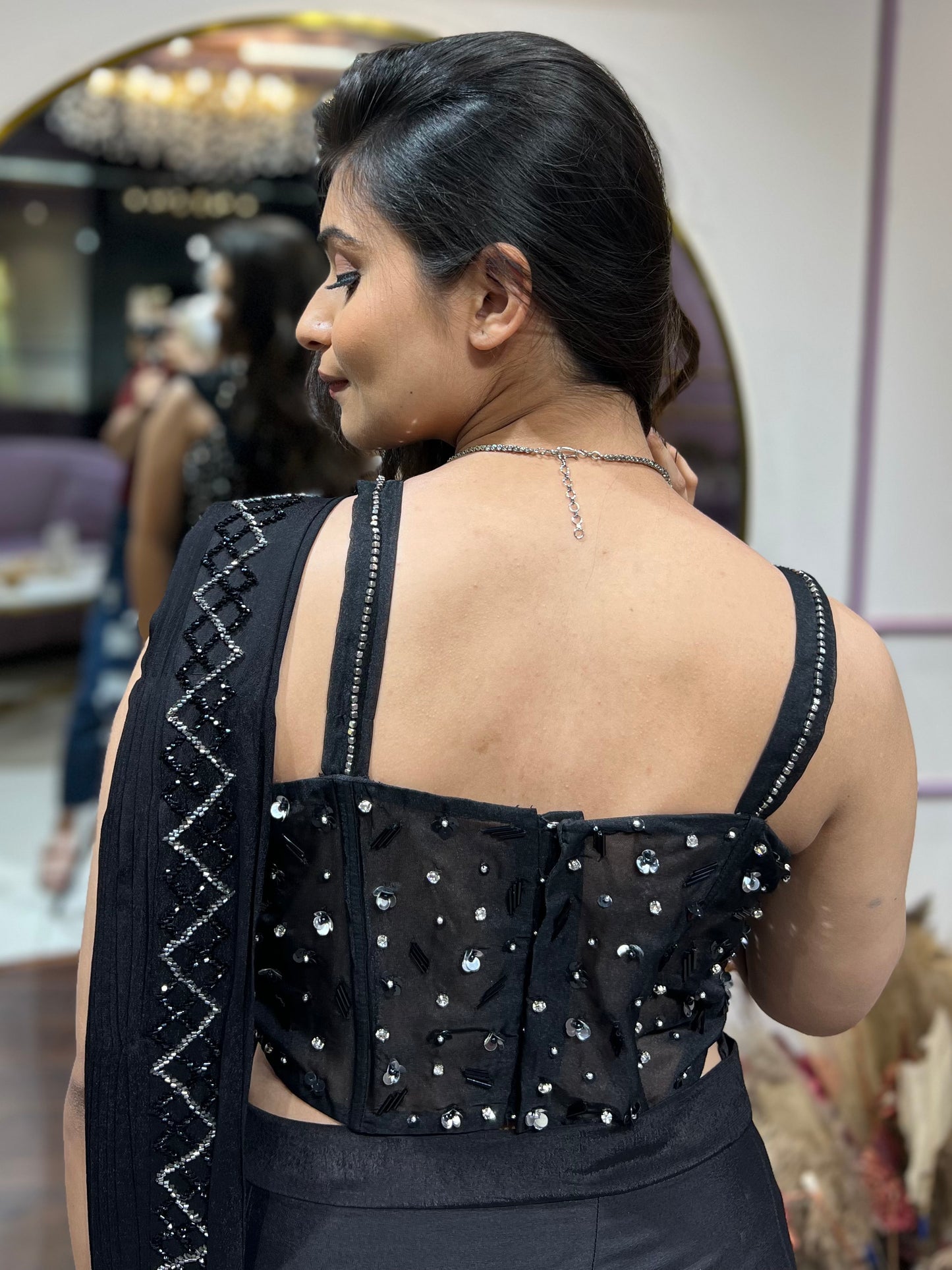 Black Corset Drape Saree