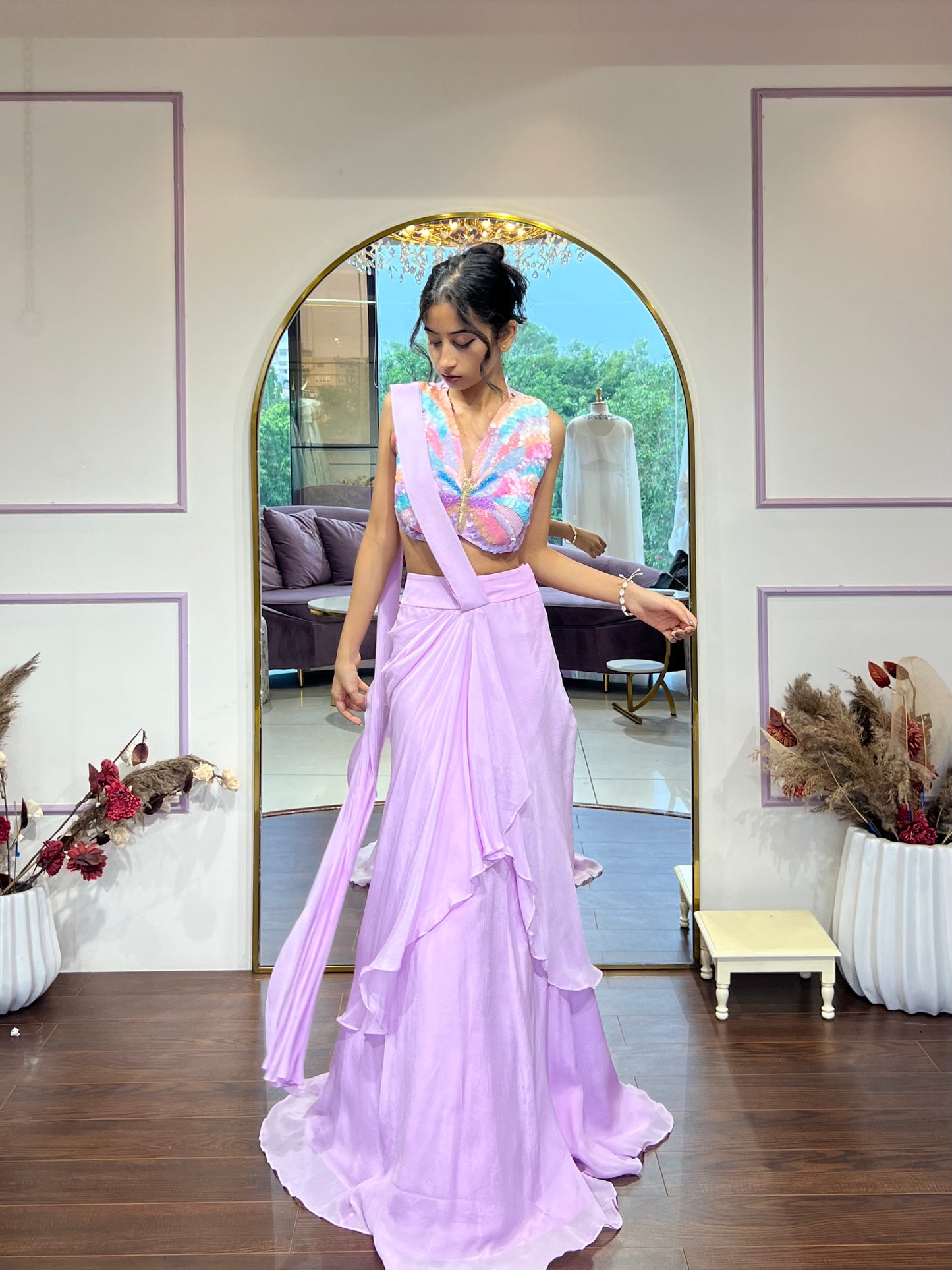 Purple Butterfly Saree
