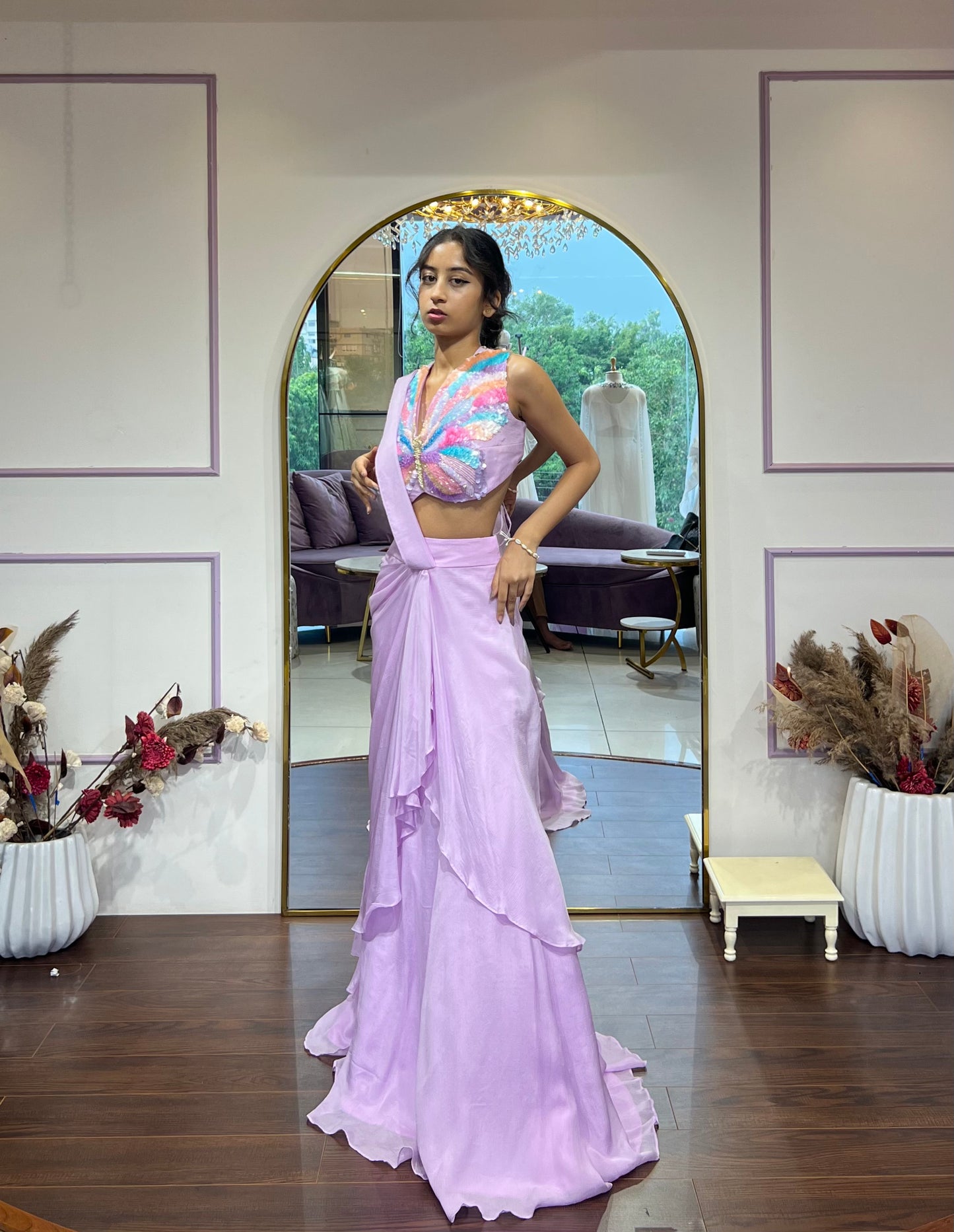 Purple Butterfly Saree