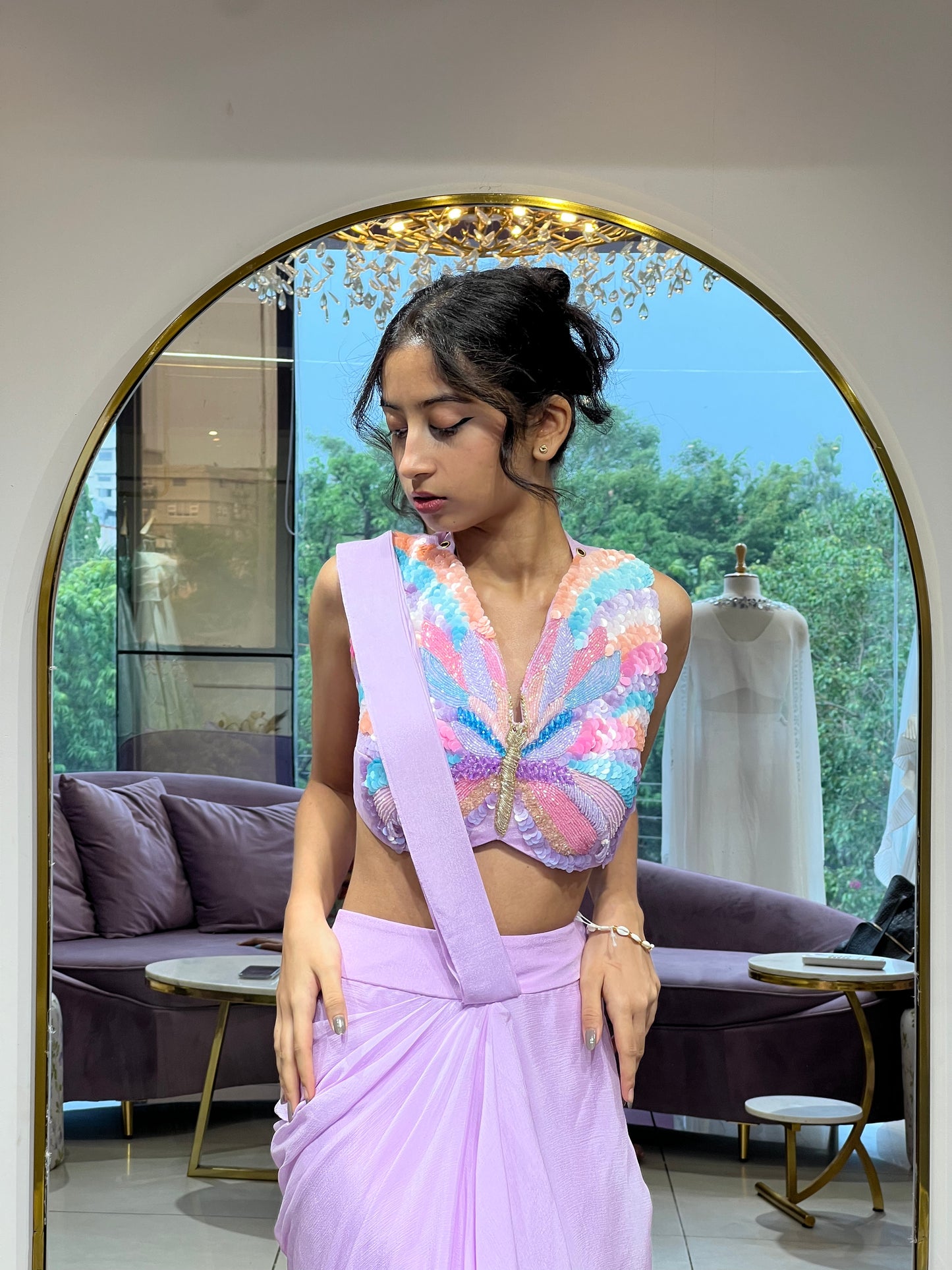 Purple Butterfly Saree