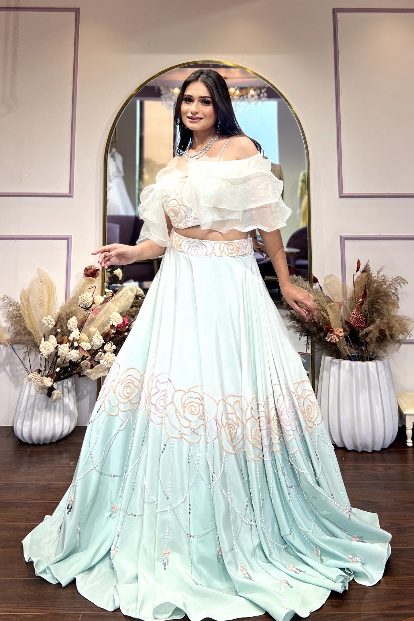 Sea Green Ombre Flared Lehenga