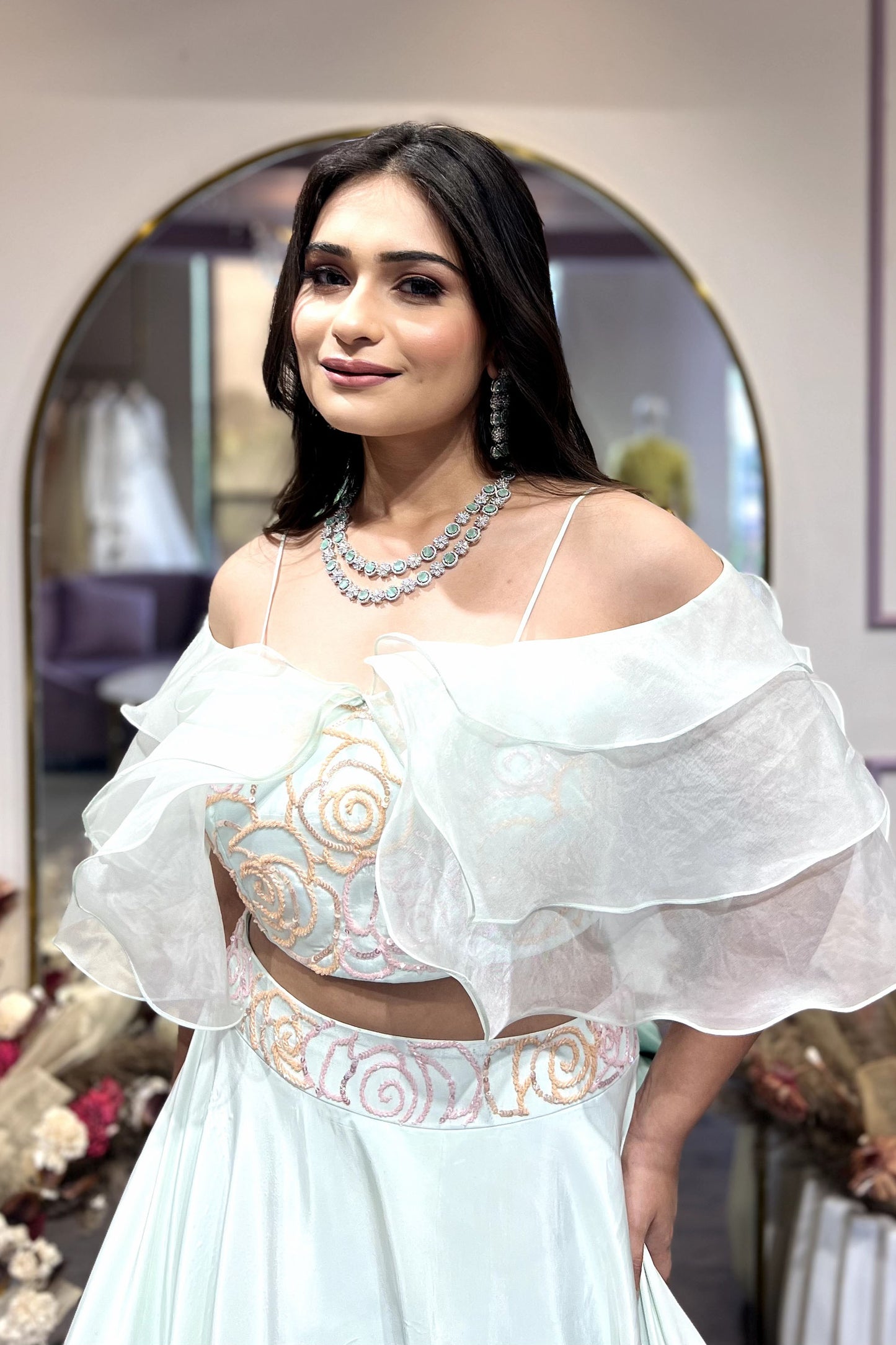 Sea Green Ombre Flared Lehenga