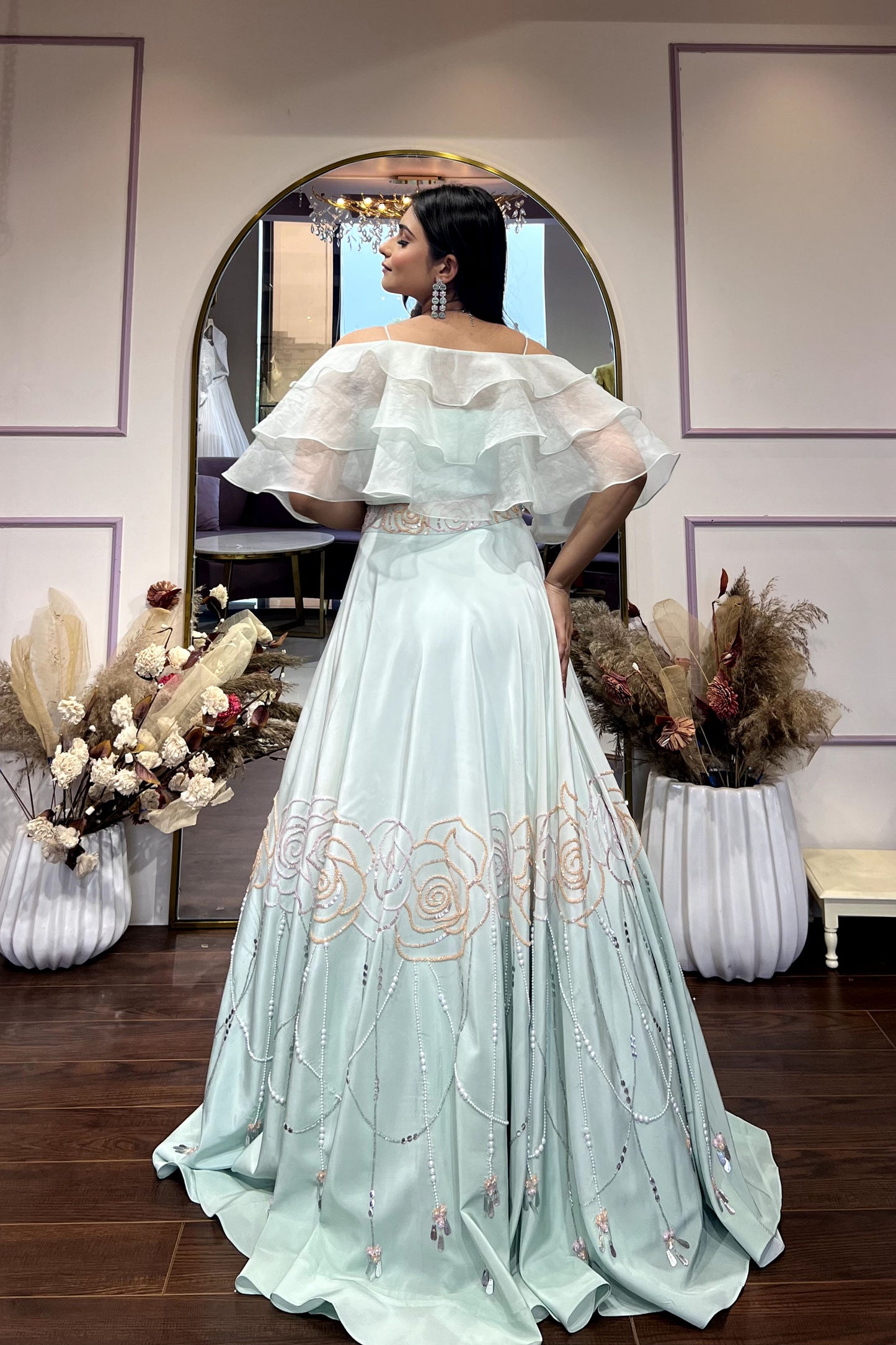 Sea Green Ombre Flared Lehenga