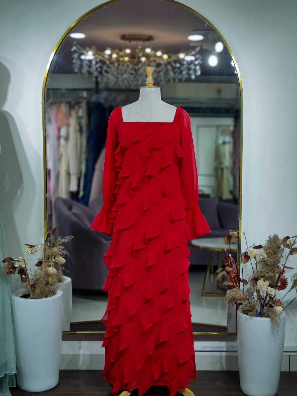Tangerin Ruffle maxi dress
