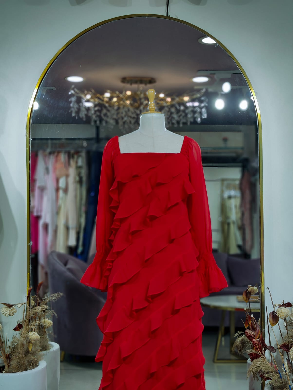 Tangerin Ruffle maxi dress