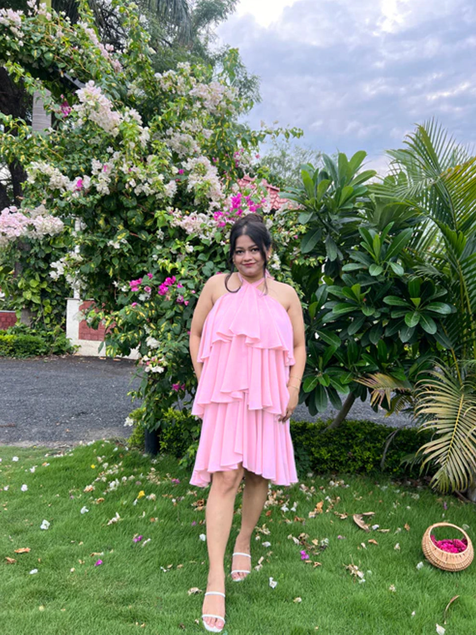 Blush jazz ruffle dress