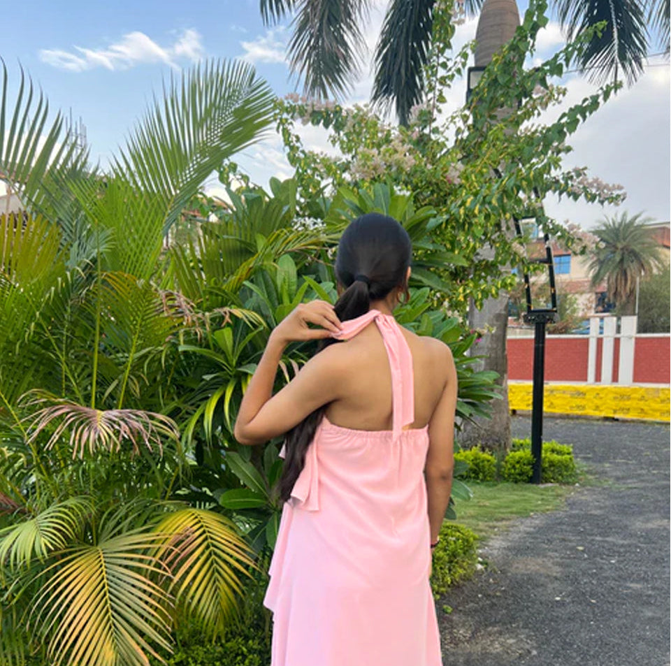 Blush jazz ruffle dress