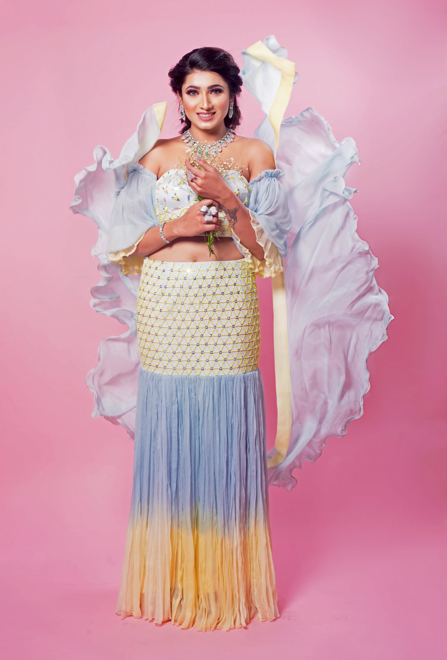 Whispy blue ombre skirt set