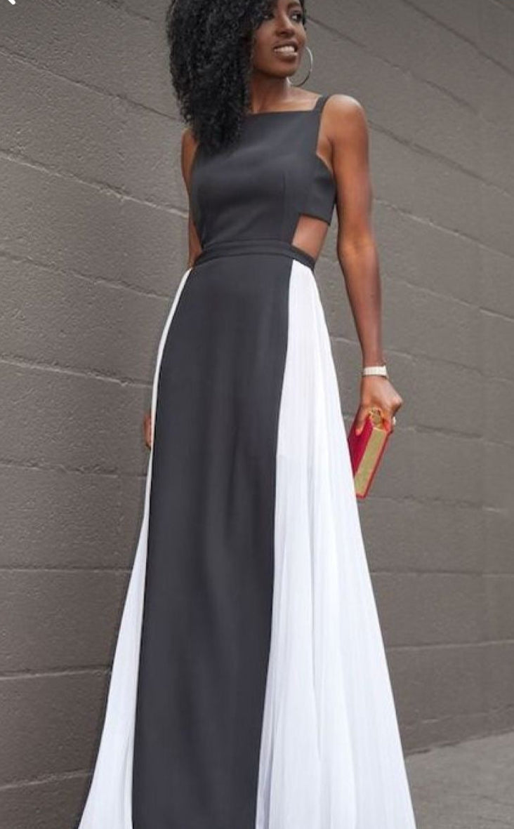 Gloria black and white maxi dress
