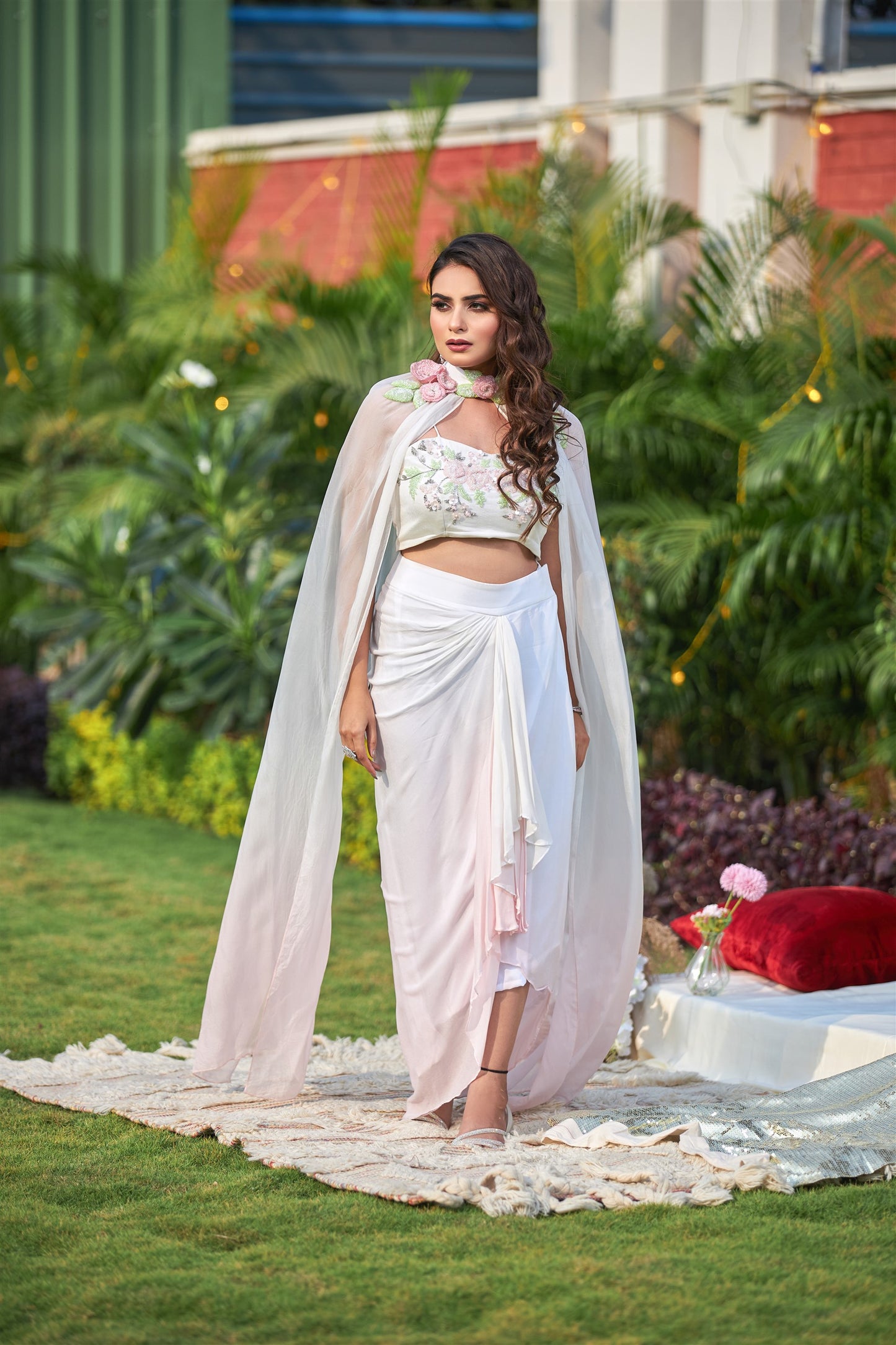Celia pink ombre cape set
