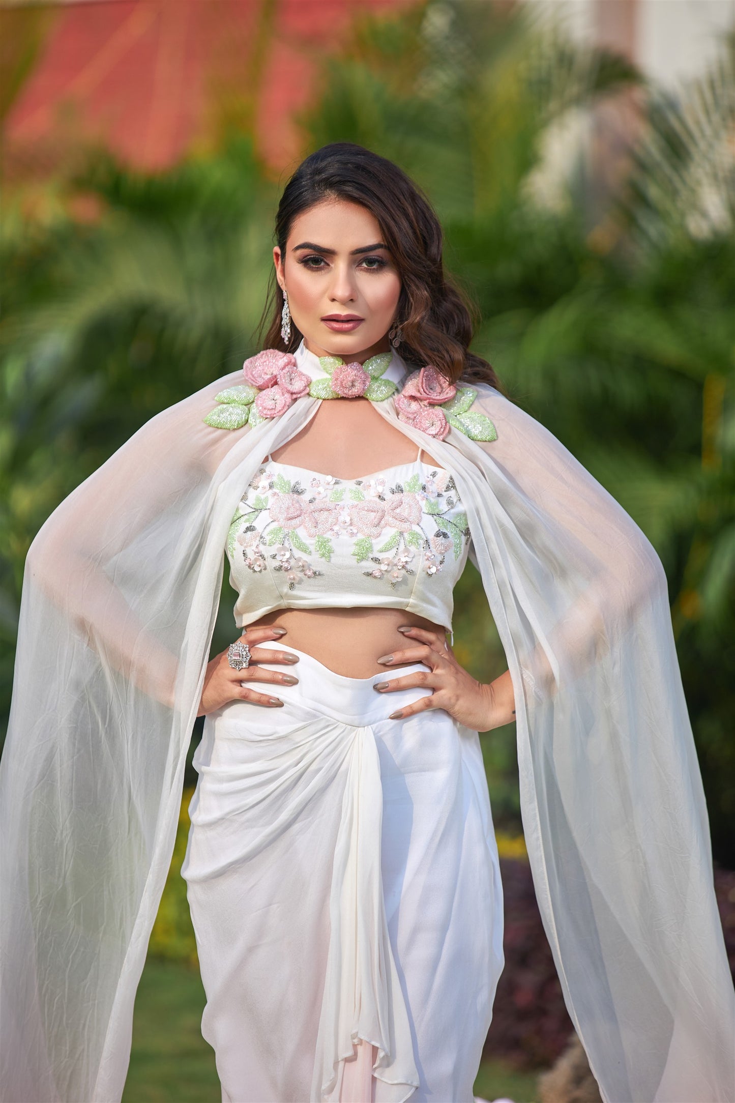 Celia pink ombre cape set