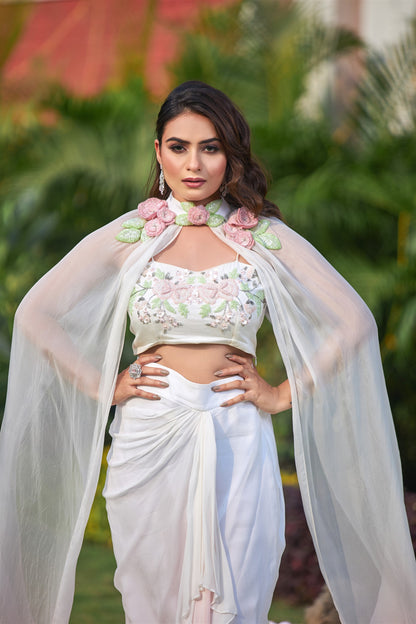 Celia pink ombre cape set