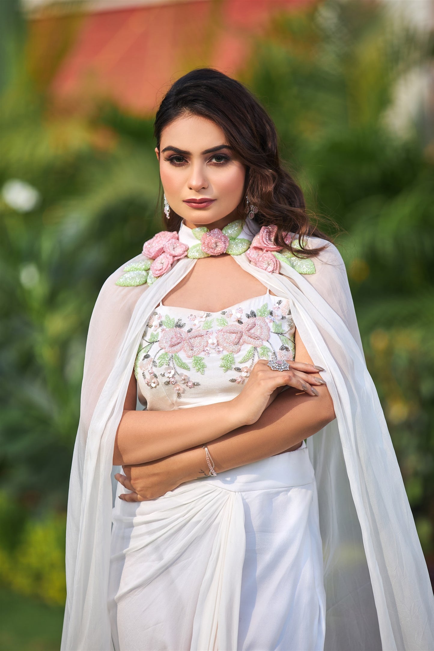 Celia pink ombre cape set