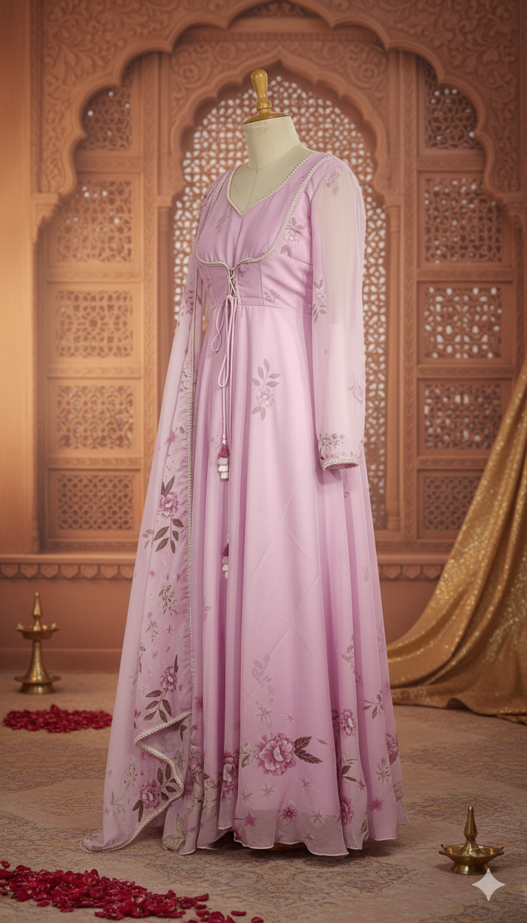 Saher Anarkali with dupatta