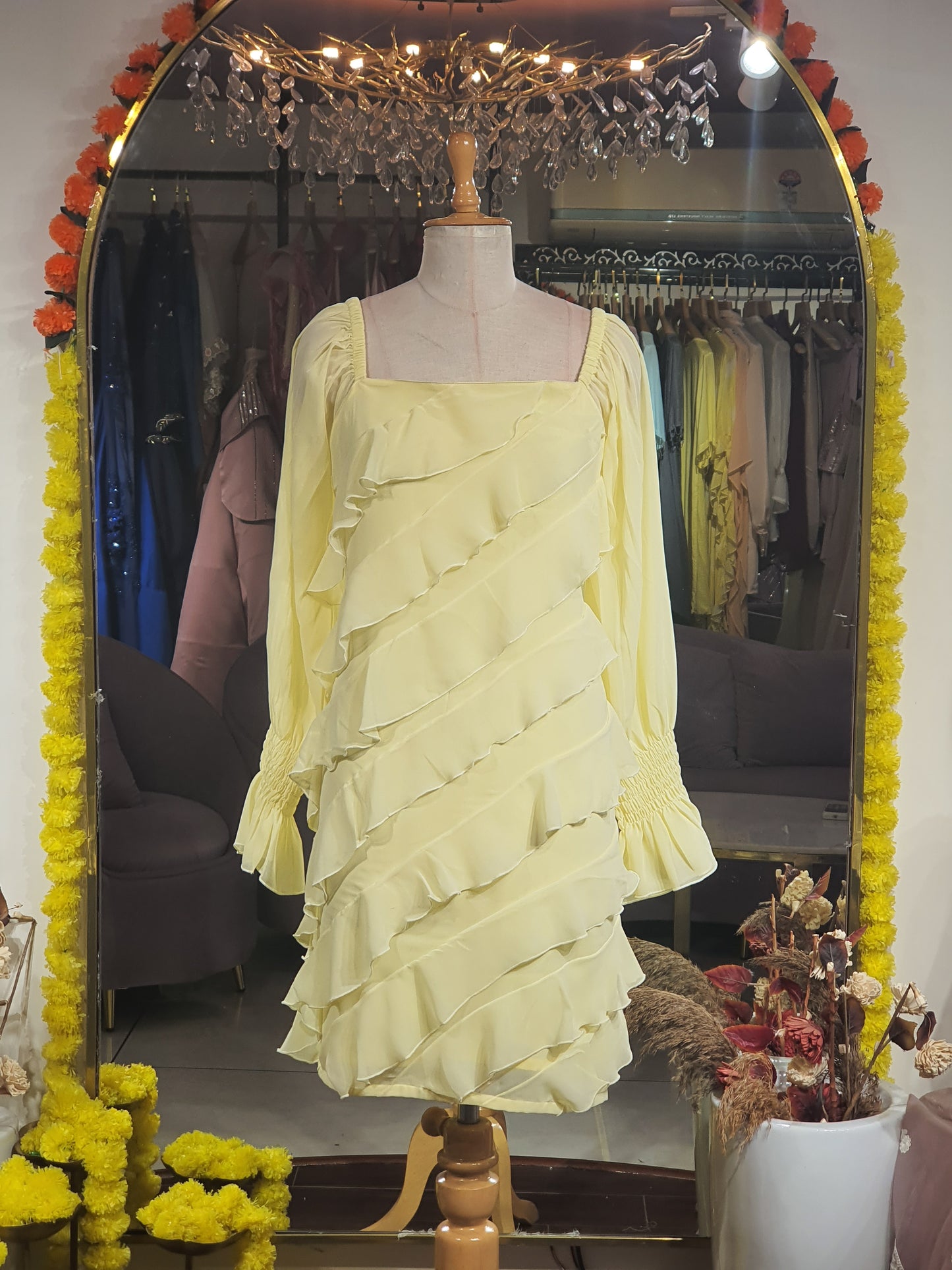 Tangerine Short Ruffle Dress