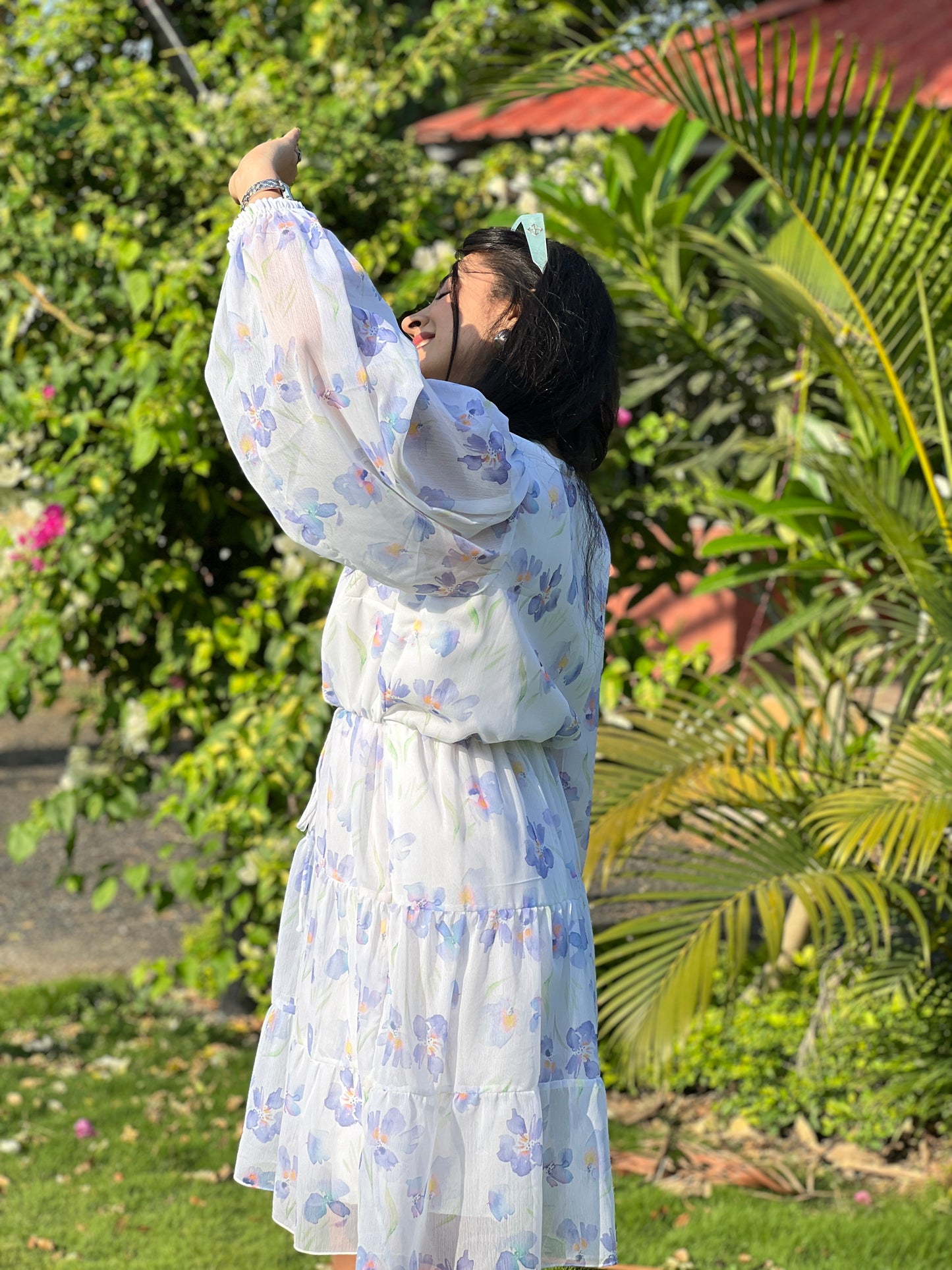 Floral Iris Gathered Dress