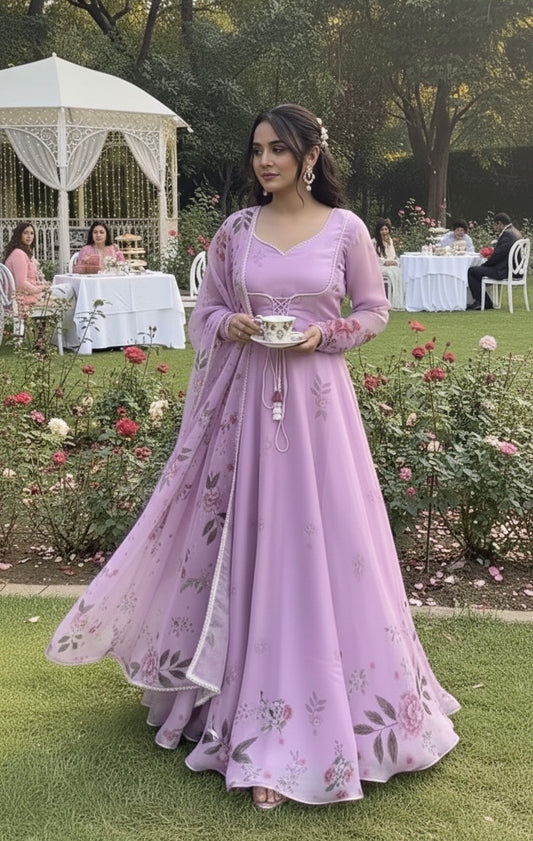 Saher Anarkali with dupatta