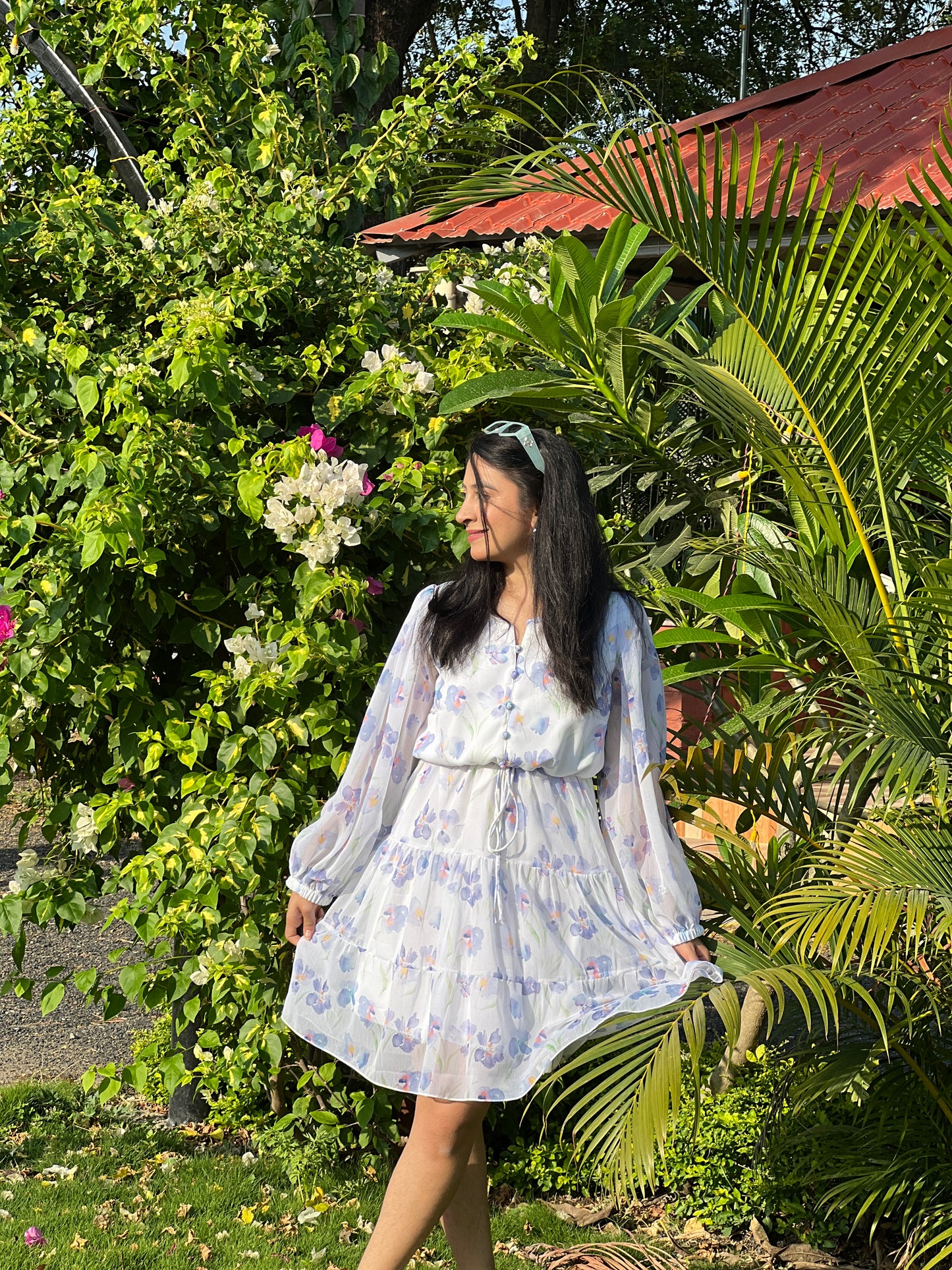 Floral Iris Gathered Dress