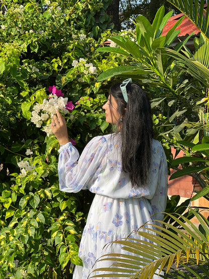 Floral Iris Gathered Dress