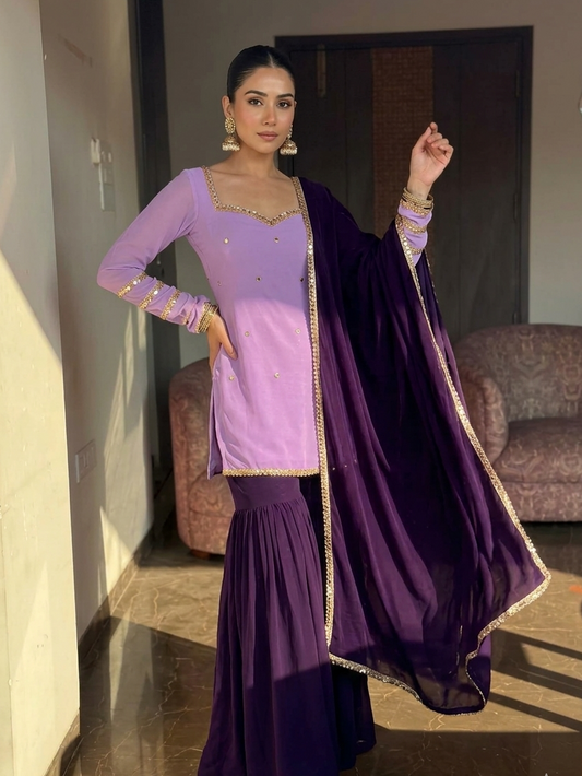 Purple Roop Sharara Suit