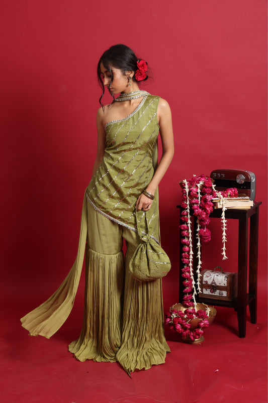 Tara Assymetric kurti with sharara