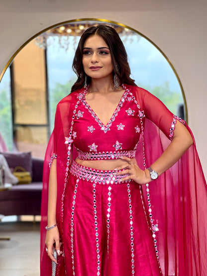 Hot Pink Mirror Palazzo Set
