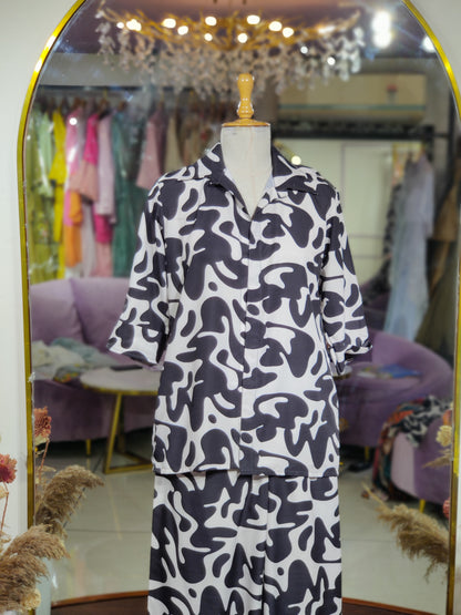 Clara Black & White Printed Co-ord