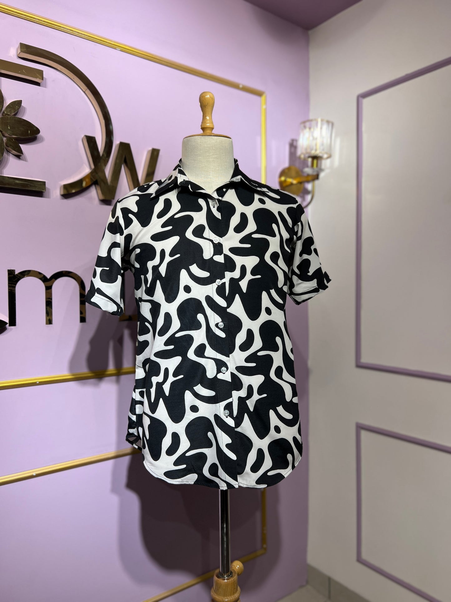 Black & White print Mens Shirt