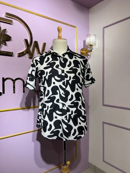 Black & White print Mens Shirt
