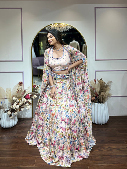 Floral printed lehenga set