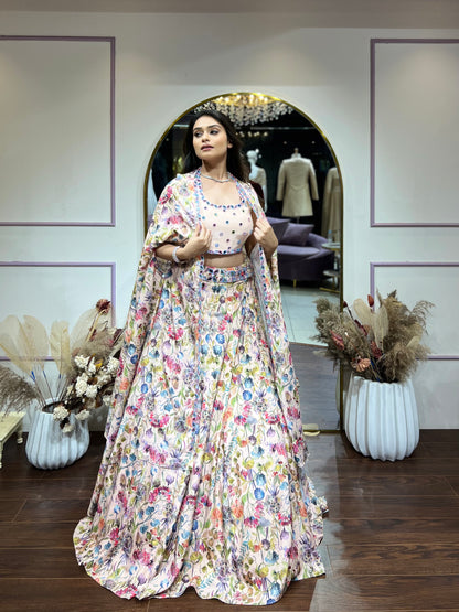 Floral printed lehenga set