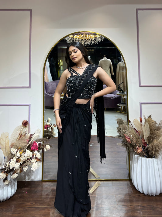 Black Corset Drape Saree