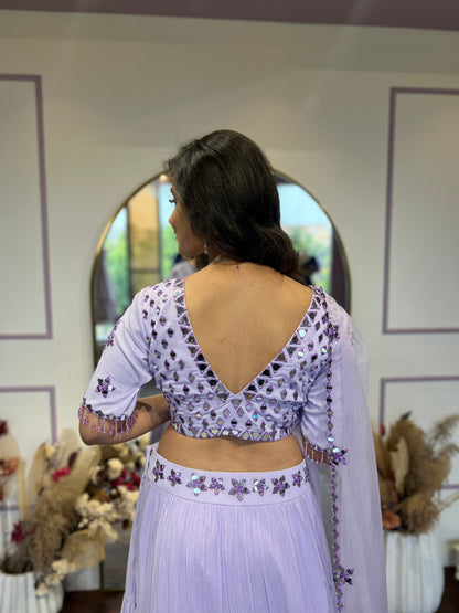 Lavender mirror lehenga set