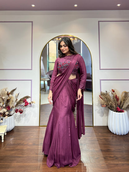 Maroon Drape Saree