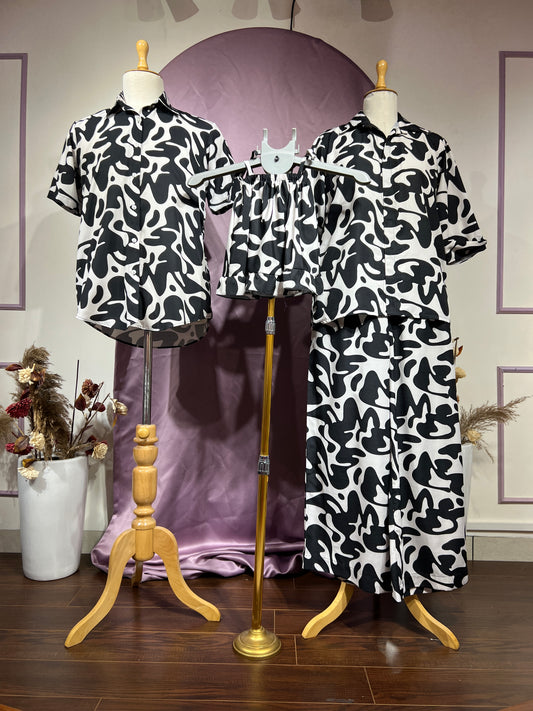 Modest Black & White  Printed family set