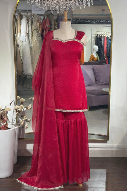 Red Hemlata Sharara Set
