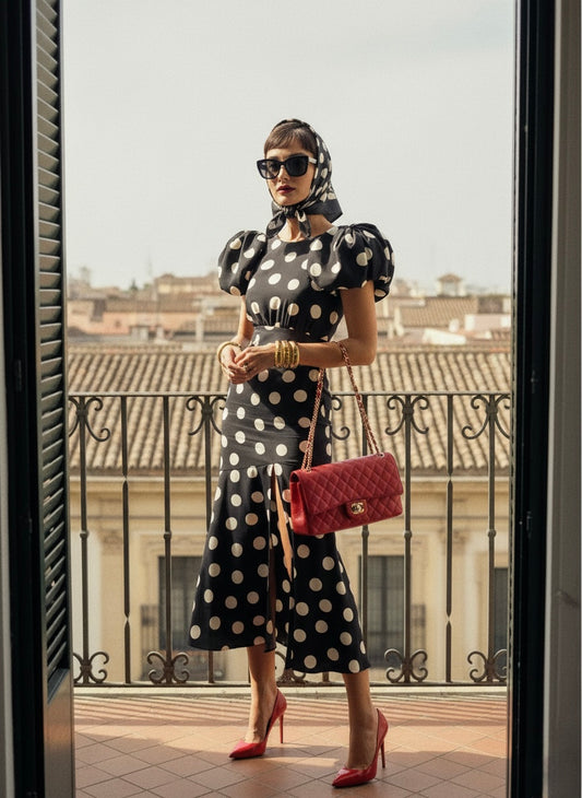 Paris Polka Dots Midi Dress
